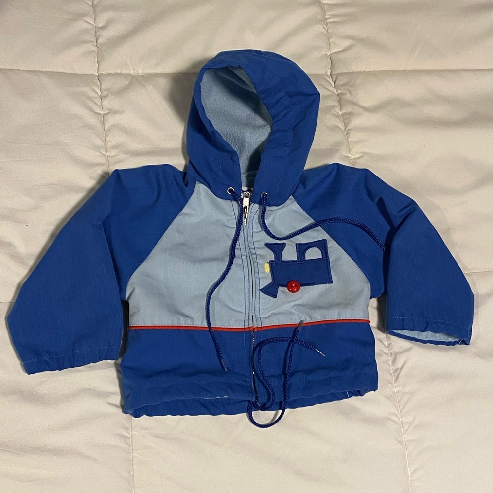 Vintage Kids Blue Coat with Fun Design